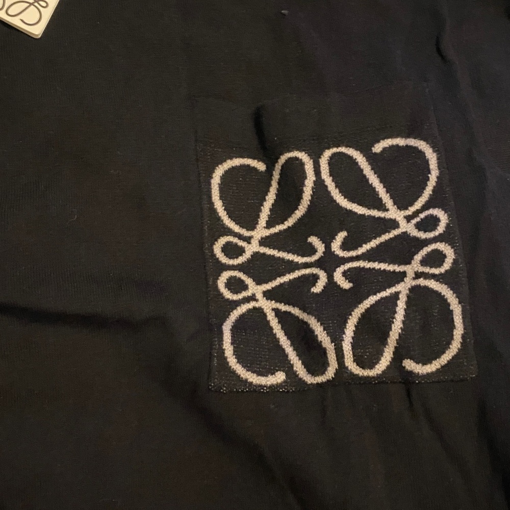 Loewe Black Short Sleeve Tee with White Embroidery - Picture 3 of 4